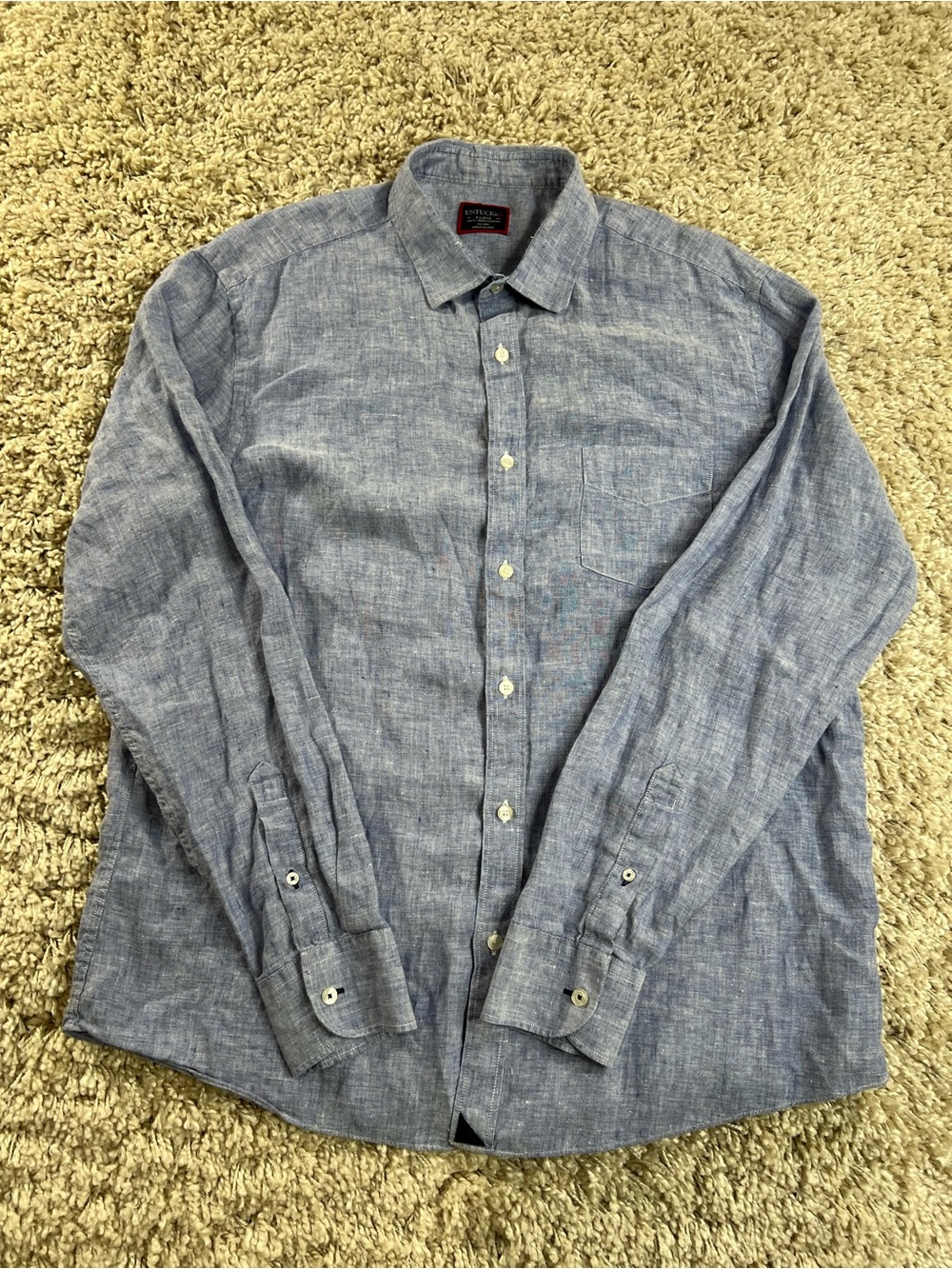 Untuckit Men's Light Blue Casual Button-Down Shirt XL